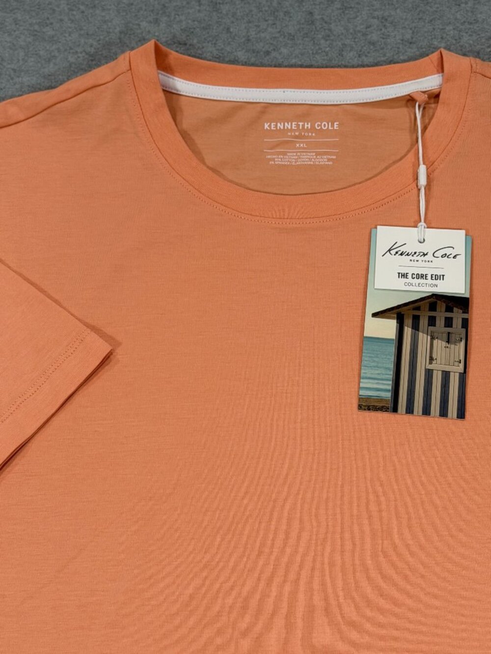 Kenneth Cole Men's Short Sleeve T-Shirt Tee XXL Sweet Melon Orange Stretch NWT